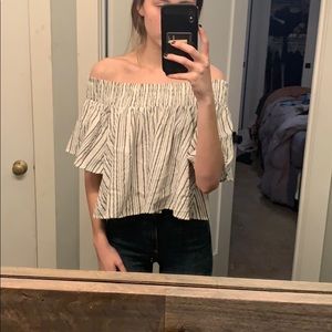 Grey and white off the shoulder top